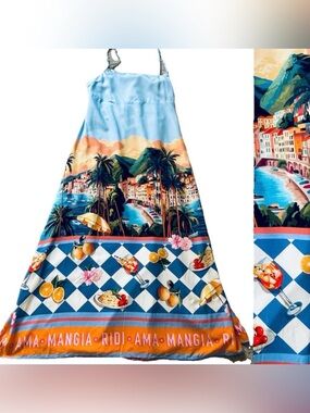 PAPER HEART Australia Fabulous NWOT ITALIAN RIVIERA Print MAXI Sun DRESS Size M